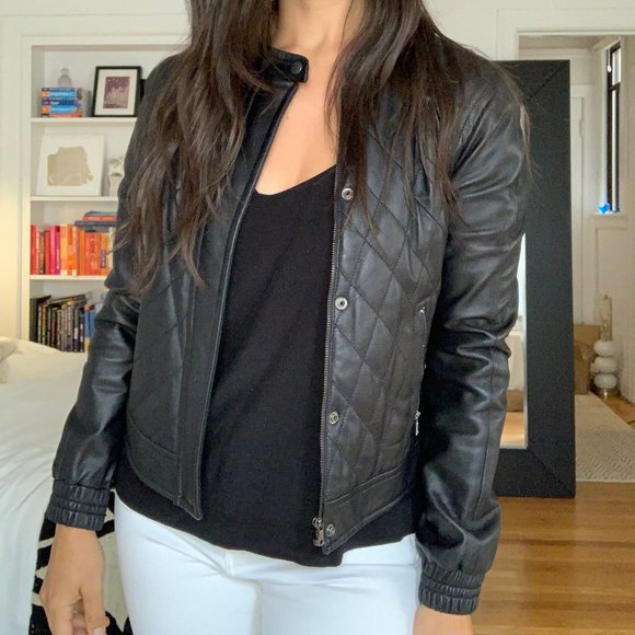 Trina Turk Jackets & Blazers - Trina Turk Quilted Leather Bomber Jacket